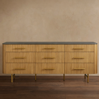 Commode Finnley à neuf tiroirs, moderne, faite à la main en bois massif, de haute qualité pour chambre à coucher, table de toilette