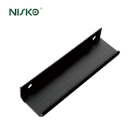 Poignée de tirage dissimulée à bordure profilée 64 mm en aluminium noir pour armoire, tiroir, commode