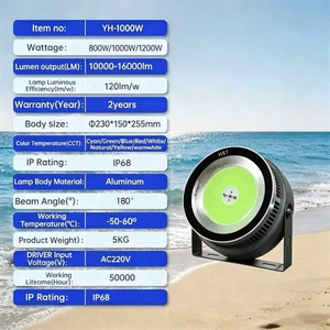 Lampes LED <span class=keywords><strong>de</strong></span> pêche 1200W IP65 étanches, lumineuses, pour attirer les poissons et les calmars, cyan, rouge, blanc, vert, éclairage 80m, personnalisables - Product Image 3