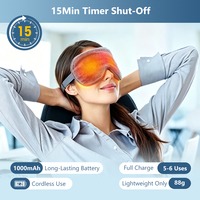 Masque de sommeil chauffant rechargeable avec minuterie intelligente, chauffe-yeux électrique sans fil avec batterie 1000 mAh