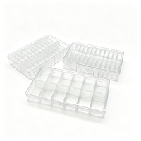 Lot de 24 mini-bouteilles rectangulaires en PS recyclables pour micro-perles et paillettes de nail art – Vente en gros usine