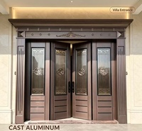Pintu Masuk Villa 4 Daun Berbahan Aluminium Cor Kustom Gaya Cina Baru dengan Kaca Temper Dekoratif dan Pengaman, Pintu Utama