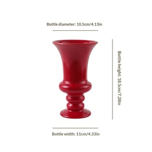 Vase de table en céramique <span class=keywords><strong>sur</strong></span> pieds hauts style Art Déco, esthétique rétro, pour salon, bureau, pot de fleurs hydroponique, ambiance de Noël - Product Image 6