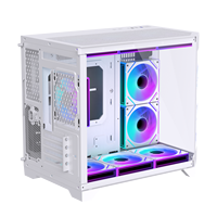 Boîtier PC Gaming Lovingcool Moyenne Tour M-ATX / Mini-ITX Cabinet PC Personnalisé en Verre Trempé Blanc avec Écran LCD