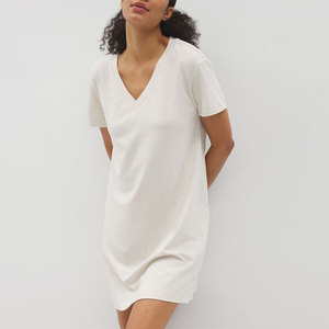 Abito T-Shirt Estivo con Scollo <span class=keywords><strong>a</strong></span> V in Jersey di Cotone Biologico, Pigiama Traspirante Super Morbido, <span class=keywords><strong>Camicia</strong></span> <span class=keywords><strong>da</strong></span> <span class=keywords><strong>Notte</strong></span> per Donne - Product Image 5