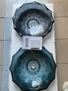 Fregadero de baño de vidrio templado Fregadero de lavado transparente Fregadero de encimera Lavabo para Baño