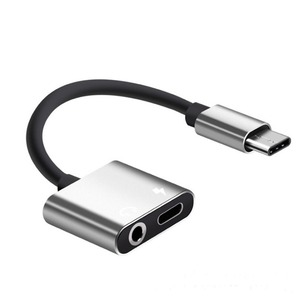 USB C אוניברסלי מהיר ממיר אודיו שקע אוזניות מסוג C ל-3.5 מ""מ מתאם 2 ב-1 כבל טעינה