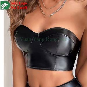 Hot Sale Sexy Cropped Belly Button Women's Small Tank <strong>Top</strong> Solid Color <strong>Shiny</strong> Leather Wrap <strong>Top</strong> - Product Image 1