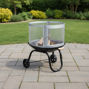 28 Inch Iron Wood Burning <strong>Fire</strong> Bowl Outdoor Fireplace <strong>Portable</strong> <strong>Fire</strong> <strong>Pit</strong> with Wheels Eco-Friendly for Camping Patio - Product Image 3