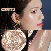 Vente en gros Private Label Palette de surligneurs scintillants en poudre pressée 3 couleurs à haute teneur en pigments avec miroir