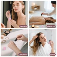 Flacons en verre mat rose personnalisables avec logo, bouchon noir, anti-fuite, compte-gouttes, rechargeables, 15 ml (0,5 oz) pour huile capillaire et cosmétiques en gros