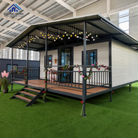 Maison mobile modulaire préfabriquée à installation rapide avec base en béton, bureau de jardin, maison d'hôtes, atelier/entrepôt extensible à double aile