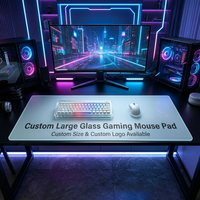 Tapis de Souris en Verre Trempé Personnalisé - Tapis de Jeu Ultra-Rapide avec Base Antidérapante, Impression de Logo OEM/ODM, Disponible en Stock pour Configuration de Bureau Esports
