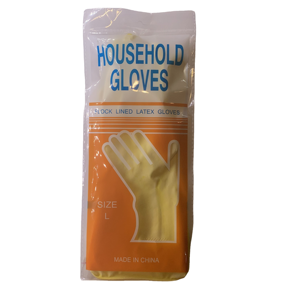 <span class=keywords><strong>Gants</strong></span> de ménage jaunes imperméables réutilisables en latex avec doublure floquée pour le nettoyage de la cuisine et les travaux ménagers - Product Image 1