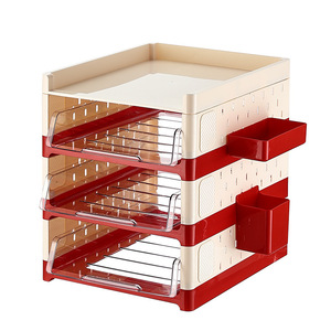 Multi Layer Plastic <b>Desk</b> Organizer Storage Rack With Pull Out Trays For <b>Study</b> Room Home Office Organization - Product Image 5