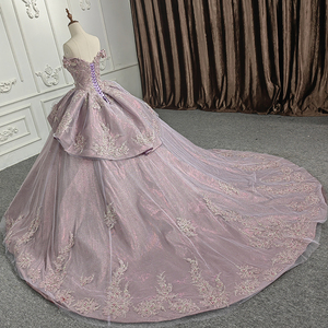 Robes de soirée longues en organza à épaules dénudées avec volants pour femmes, Jancember 1105-1 - Product Image 5