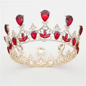Libero su misura in argento della regina pieno e rotondo vincitore corone in oro di cristallo della principessa di compleanno miss diademi