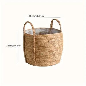 Kotak Perhiasan Anyaman Jerami Buatan Tangan & Pot Bunga Besar Penyimpanan Modern untuk Ruang Tamu & Meja Kerja - Product Image 2