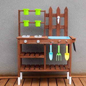 Cuisine en bois avec évier, cuisinières de jeu, distributeur d'eau et outils de jardinage - Cuisine de jeu pour enfants pour l'extérieur - Product Image 6