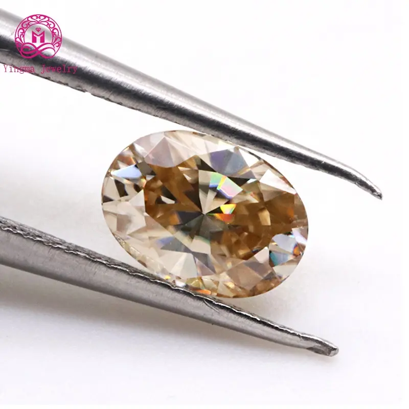 Yingma Losse Moissanite Stone Easy Pass Diamant Tester Ovale Vorm Champagne Moissanite Los Voor Ringen