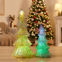 Ornements de Noël modernes en verre clignotants à piles AA, décorations de Noël à LED avec minuterie de 6 heures, respectueux de l'environnement, pour le salon et la maison