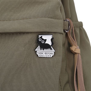 หมุดเคลือบแมวดํา คิดว่ากําหนดเองก่อนที่คุณคลิกเข็มกลัด ป้ายปกทํางานจากบ้าน ของขวัญเครื่องประดับตลกสําหรับเพื่อน - Product Image 4