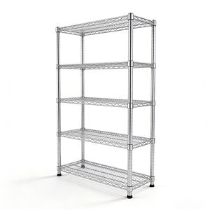家用仓库两用镀铬货架，带加厚轮子，防静电金属丝网储物架 - Product Image 1