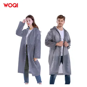 WOQI High Quality Rain Coat Poncho Customized Logo Printed Long Reusable Waterproof Raincoat For Men