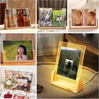 Support de base de lumière LED en bois USB pour plaque acrylique cadre photo lampe de nuit personnalisée en forme de U pour cadeaux d'anniversaire d'anniversaire