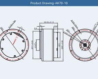 Actionneur servo intégré Cubemars AK70-10, couple de pointe 24,8 Nm, moteur BLDC avec encodeur, contrôle MIT, direct usine