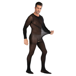 Commercio all'ingrosso Plus Size maschio Sexy Unsex Hot Nude trasparente stretto piede corpo calza Crotchless Bodystocking per gli uomini - Product Image 1