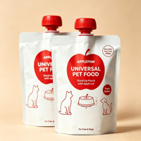 Sachet d'emballage personnalisé pour aliments humides pour animaux de compagnie, avec doublure en matériau CPP stérilisable, pochette souple à bec verseur et bouchon en forme de pomme