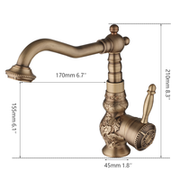 Robinet de lavabo européen antique vintage en laiton, monocommande, eau chaude et froide, pour salle de bain