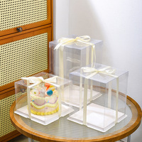 Boîte à gâteau carrée sur mesure, tailles de 4 à 12 pouces, emballage alimentaire transparent, boîtes de transport à un ou deux niveaux