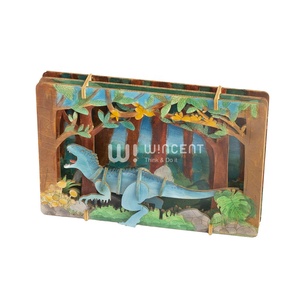 Puzzle en <span class=keywords><strong>bois</strong></span> <span class=keywords><strong>3D</strong></span> Wincent Dinosaure T-Rex Boîte à ombre Diorama de la jungle Kit de modélisme DIY Jouet éducatif STEM Décoration Cadeau Enfants - Product Image 6