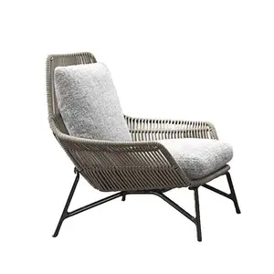 Luxurious Comfort Cushioning Seat Waterproof Rope Handwoven Wicker PE Rattan Sturdy Aluminum Garden Patio Outdoor Lounge Chairs