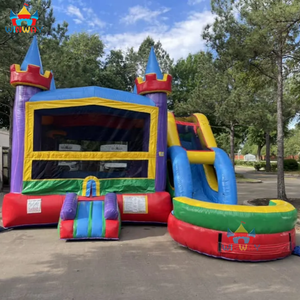 Château gonflable coloré en PVC WINWAYTOYS avec toboggan et piscine, château de saut de qualité commerciale durable 5x6m pour les fêtes - Product Image 4