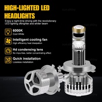 Lampu Depan LED Mini Y9 PRO H4 60w 6000lm Dengan Lensa Proyektor Lampu Mobil LED Lampu LED Canbus H4 Lampu LED Bohlam H4