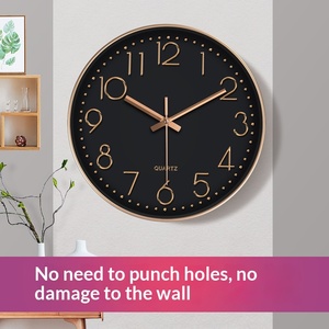 Reloj de pared silencioso de cuarzo de 14 pulgadas (35 cm) de diseño moderno y simple, de plástico y vidrio, para sala de estar. - Product Image 3