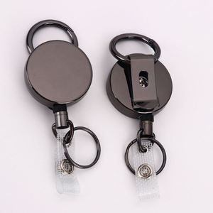 Rigid Heavy Duty <b>Cable</b> Retractable Metal <b>Waterproof</b> Id Holder Badge Reel With Belt Clip Key Ring - Product Image 3