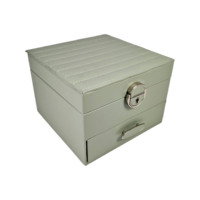Boîte de rangement pour bijoux de luxe LG7316, rectangulaire, pour la maison, en cuir PU, avec tiroir, grande taille, faite à la main, pour bagues, boucles d'oreilles, colliers
