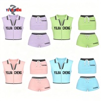 Ensemble 2 pièces d'été pour femme : Polo zippé de golf, short, tenue de sport, survêtement, vêtements décontractés personnalisés, mini-jupe de tennis