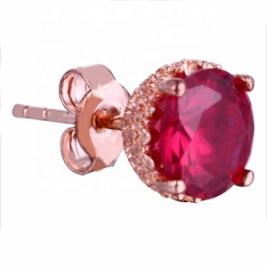 OEM Giá cả hợp lý 14K tăng mạ Vàng Ruby Bông tai Stud - Product Image 1