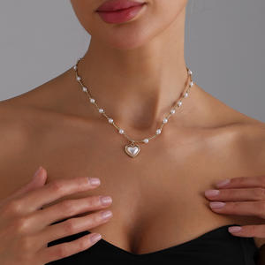 European and American Cross-Border Jewelry Sweet Cool Fresh Inlaid Heart <b>Pearl</b> Pendant for Women Fashion Versatile Splicing - Product Image 3