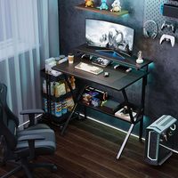 Bureau d'ordinateur avec support d'écran et étagère de rangement inférieure, cadre métallique, bureau d'écriture pour ordinateur portable, idéal pour la maison, le bureau, la chambre ou l'étude