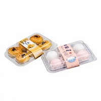 Boîte d'emballage rectangulaire transparente à six compartiments pour mochi, gâteaux de lune au jaune d'œuf salé, choux à la crème, confiseries au porc, petits fours