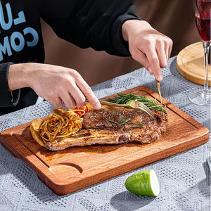 <span class=keywords><strong>Assiette</strong></span> à steak artisanale en bois de noyer noir durable, plateau de service rectangulaire en bois massif, logo personnalisé, qualité hôtelière - Product Image 1