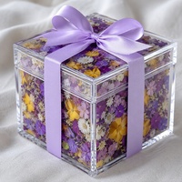 Boîte de présentation en acrylique transparente de qualité supérieure avec nœud en satin, présentoir cadeau en acrylique étanche pour exposition muséale et rangement de bijoux