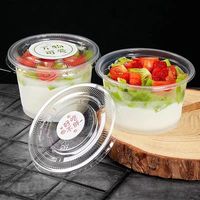Pot en plastique à paroi simple 250 ml 300 ml, gobelets à dessert en PP avec couvercle et cuillère pour la pâtisserie, le yaourt, la crème glacée, la gelée, le pudding, le gâteau au lait