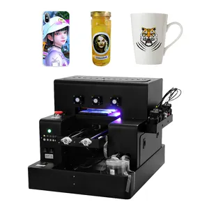 Colorsun Printer Led UV Otomatis, Printer untuk Ponsel Kaca Kayu Silinder Otomatis A4 Datar dengan Perangkat Lunak 9.0